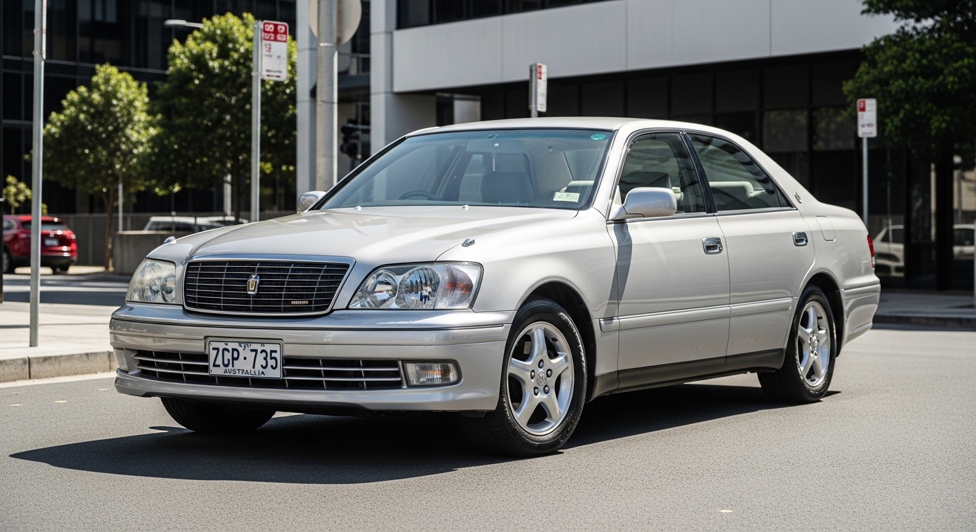 1999 Toyota Crown Athlete V JZS171, three-quarter front view showing executive sedan exterior