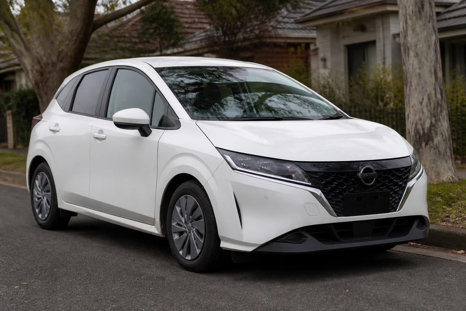 2021 Nissan Note E13 e-POWER hatch in white, side profile view