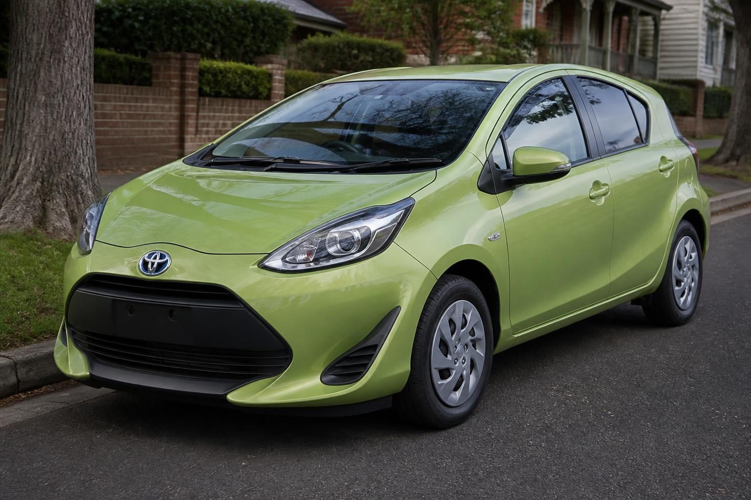 2021 Toyota Aqua NHP10 small hatch in white, front three-quarter view