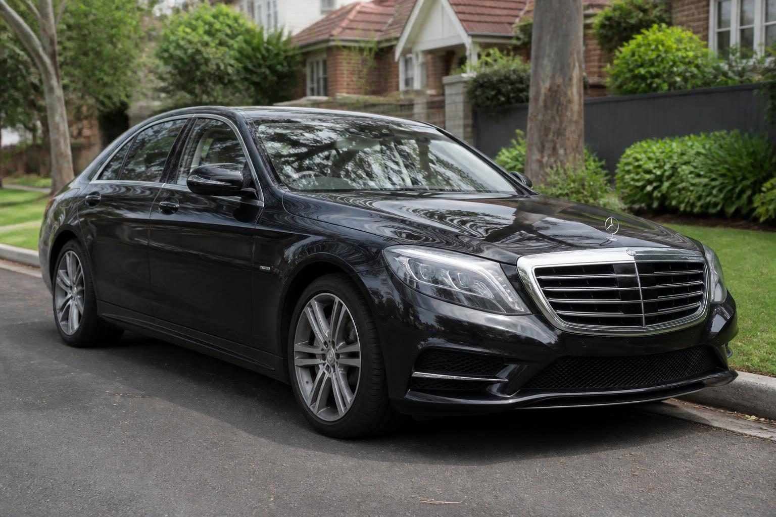 Mercedes-Benz S400h W222 V6 hybrid-badged sedan — Japan-sourced 2013–2017 petrol-electric example