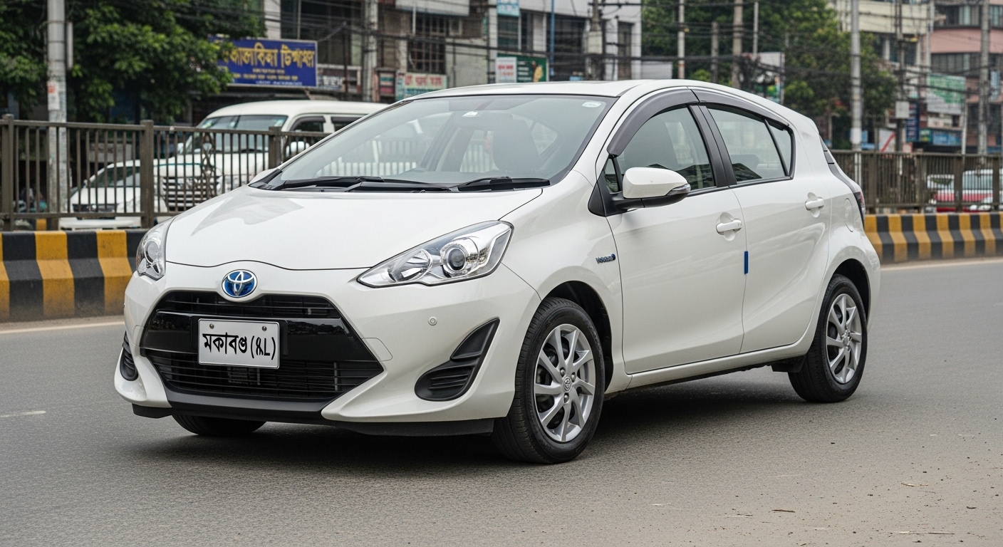 2022 Toyota Aqua — compact hybrid hatchback in silver, three-quarter front view