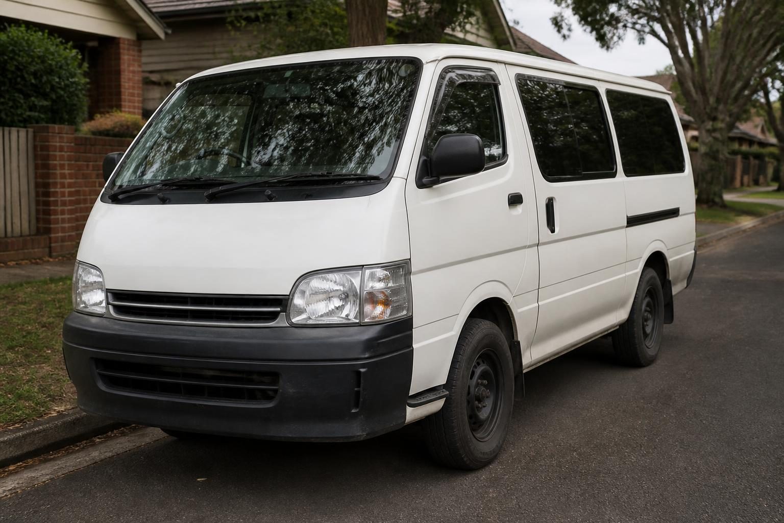 Toyota HiAce LWB Crew Van with rear bench seating for a work crew